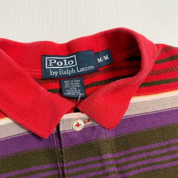 Vintage Polo Ralph Lauren Striped Polo Shirt M - Picture 4 of 4